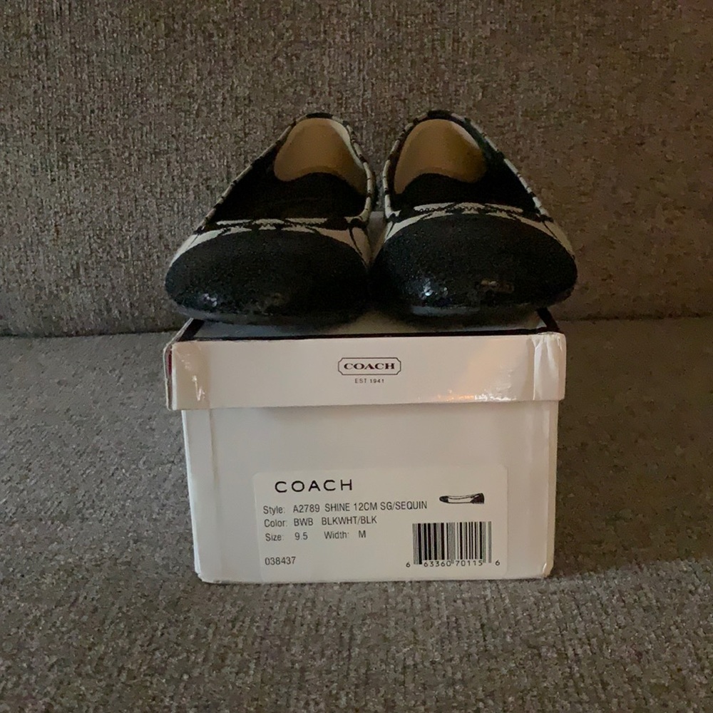 Authentic Coach CC 9.5 ballet flats with sequin heel and toe